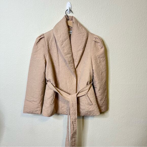 En Saison Peony Journee Jacket Pink Floral Embossed Jacket Coat Tie Waist Size S - Picture 5 of 9